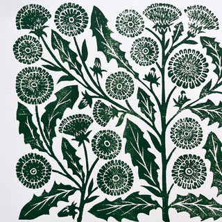SECONDS : Hand Block Printed Dandelion Art Print - No. 5747