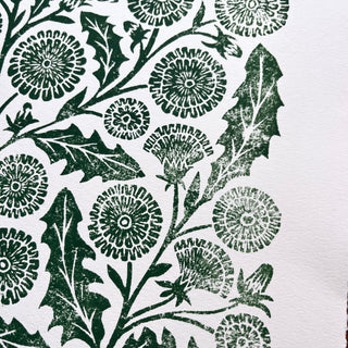 SECONDS : Hand Block Printed Dandelion Art Print - No. 5747