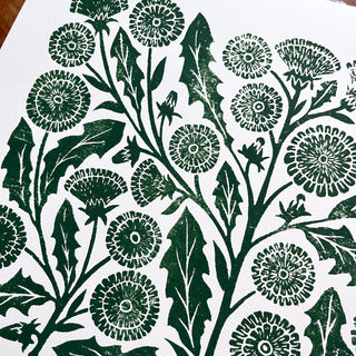 SECONDS : Hand Block Printed Dandelion Art Print - No. 5747