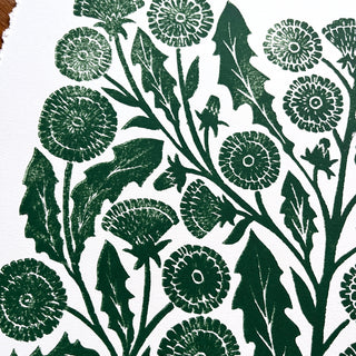 SECONDS : Hand Block Printed Dandelion Art Print - No. 5748