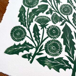 SECONDS : Hand Block Printed Dandelion Art Print - No. 5748