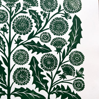 SECONDS : Hand Block Printed Dandelion Art Print - No. 5748