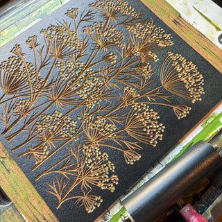 Hand Block Printed Fennel and Queen Anne's Lace Reduction Print