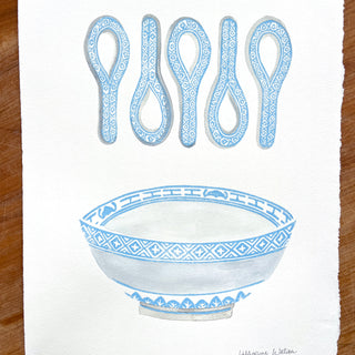 SECONDS: Hand Block Printed Bowl Art Print - No. 6014