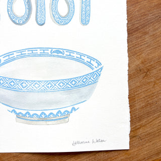 SECONDS: Hand Block Printed Bowl Art Print - No. 6014