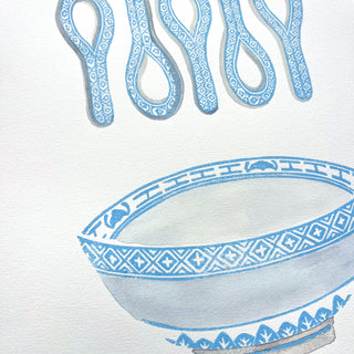 SECONDS: Hand Block Printed Bowl Art Print - No. 6014