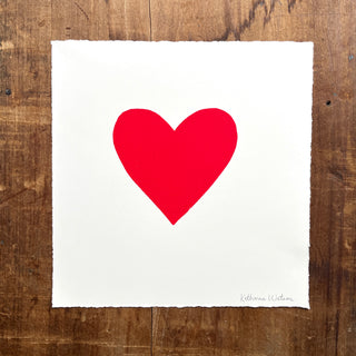 Hand Block Printed Heart Art Print - No. 612