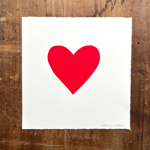 Hand Block Printed Heart Art Print - No. 612