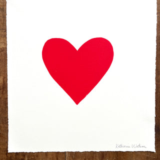 Hand Block Printed Heart Art Print - No. 612