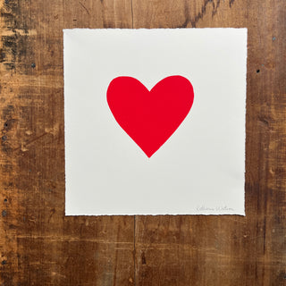 Hand Block Printed Heart Art Print - No. 612