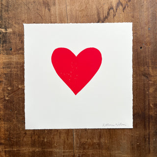 Hand Block Printed Heart Art Print - No. 613