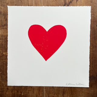 Hand Block Printed Heart Art Print - No. 613
