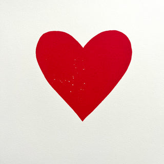Hand Block Printed Heart Art Print - No. 613