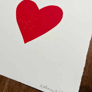 Hand Block Printed Heart Art Print - No. 613