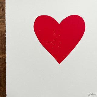 Hand Block Printed Heart Art Print - No. 613