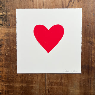 Hand Block Printed Heart Art Print - No. 614
