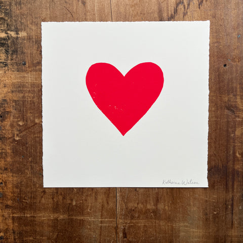 Hand Block Printed Heart Art Print - No. 614