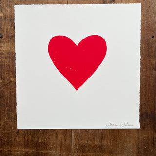 Hand Block Printed Heart Art Print - No. 614