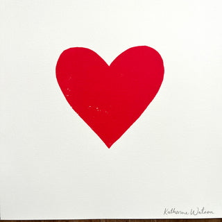 Hand Block Printed Heart Art Print - No. 614