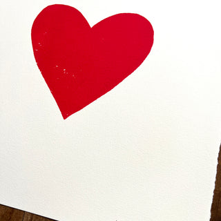 Hand Block Printed Heart Art Print - No. 614