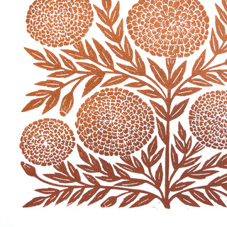 Hand Block Printed Marigold Art Print - No. 617