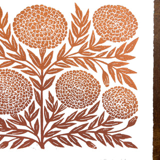 Hand Block Printed Marigold Art Print - No. 617
