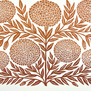 Hand Block Printed Marigold Art Print - No. 618