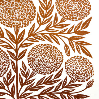 Hand Block Printed Marigold Art Print - No. 618