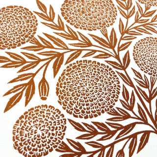 Hand Block Printed Marigold Art Print - No. 618