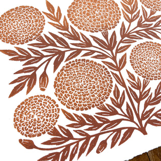 Hand Block Printed Marigold Art Print - No. 619