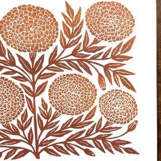 Hand Block Printed Marigold Art Print - No. 619