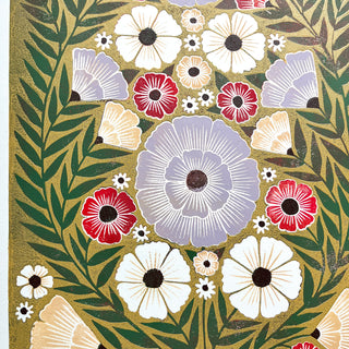 Hand Block Printed "Ochre Floral" Reduction Print - No. 17