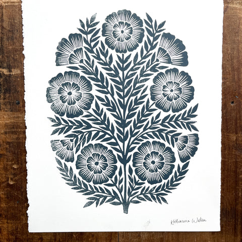 SECONDS : Hand Block Printed Art Print - No. 5753