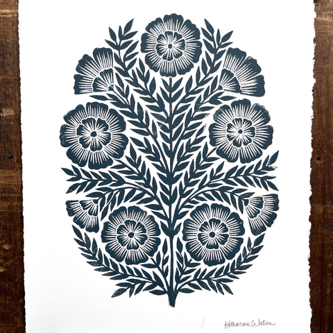 SECONDS : Hand Block Printed Art Print - No. 5755