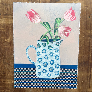 Violet's Multimedia Reduction Print : Tulips No. 7
