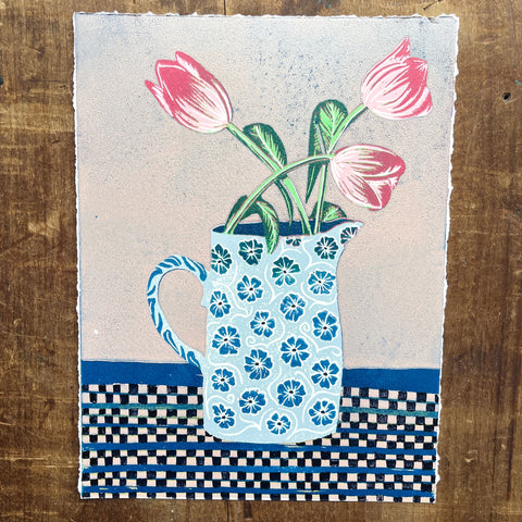 Violet's Multimedia Reduction Print : Tulips No. 7
