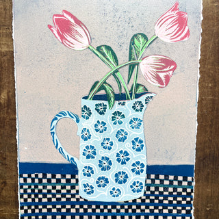 Violet's Multimedia Reduction Print : Tulips No. 7