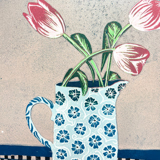 Violet's Multimedia Reduction Print : Tulips No. 7