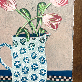 Violet's Multimedia Reduction Print : Tulips No. 7