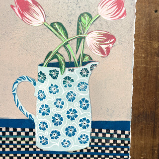 Violet's Multimedia Reduction Print : Tulips No. 7