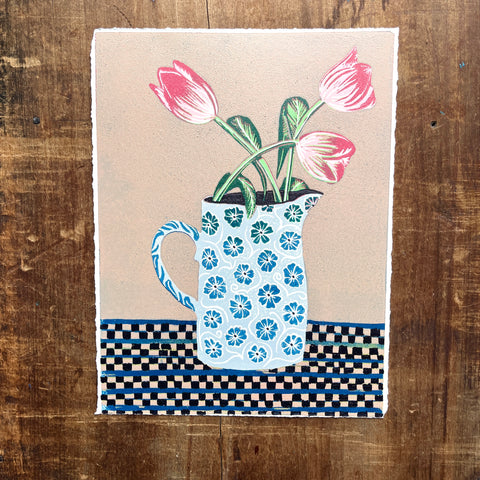 Violet's Multimedia Reduction Print : Tulips No. 8