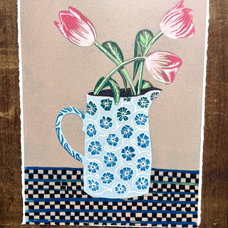 Violet's Multimedia Reduction Print : Tulips No. 8