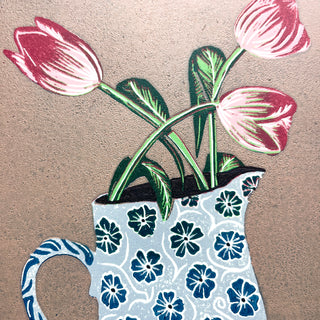 Violet's Multimedia Reduction Print : Tulips No. 8