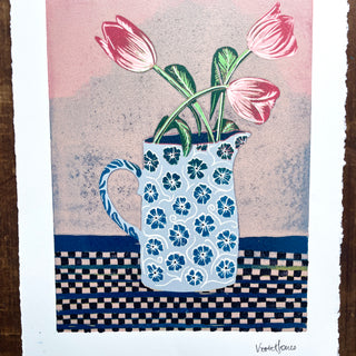 Violet's Multimedia Reduction Print : Tulips No. 9