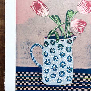 Violet's Multimedia Reduction Print : Tulips No. 9