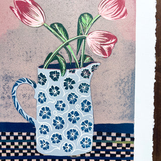 Violet's Multimedia Reduction Print : Tulips No. 9