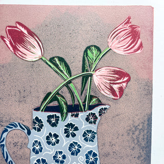 Violet's Multimedia Reduction Print : Tulips No. 9