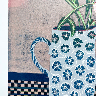 Violet's Multimedia Reduction Print : Tulips No. 9