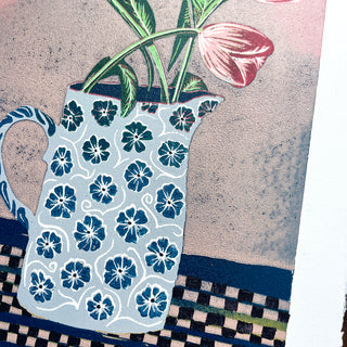 Violet's Multimedia Reduction Print : Tulips No. 9