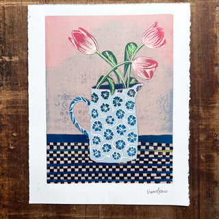 Violet's Multimedia Reduction Print : Tulips No. 9